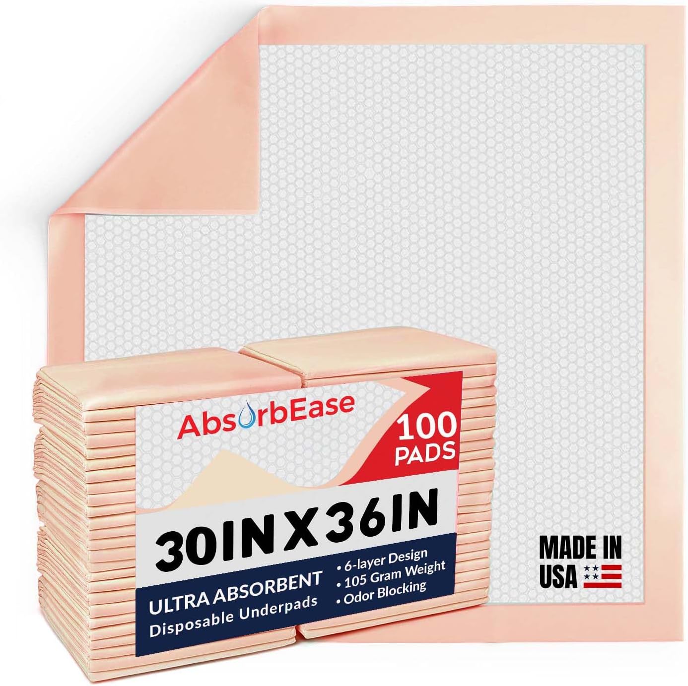 100 Ultra Absorbent XL Disposable Underpads, Odor Blocking, Waterproof Extra Large 30" x 36" Bed Pads for Incontinence - Leakproof Baby, Dog, Puppy, Adults Pads, Dog Pee Pads USA-Made