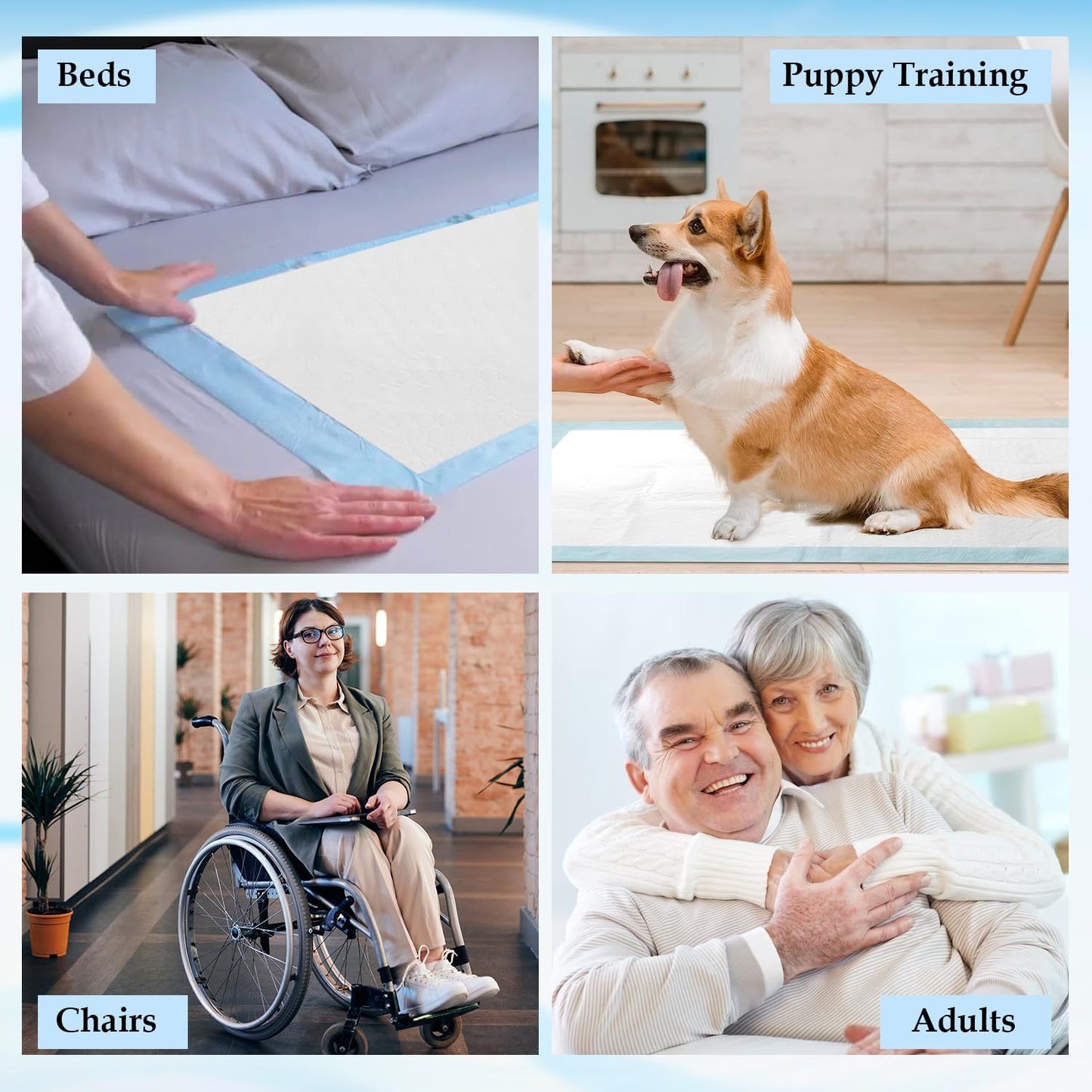 AbsorbEase® Disposable Underpads 23'' X 36''  Incontinence Pads, Chux, Bed Covers, Puppy Training | Thick, Super Absorbent Protection for Kids, Adults, Elderly | Liquid, Urine, Accidents